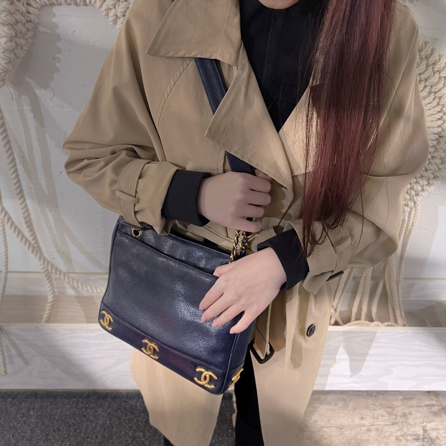 Chanel Caviar Leather Triple Shoulder Bag