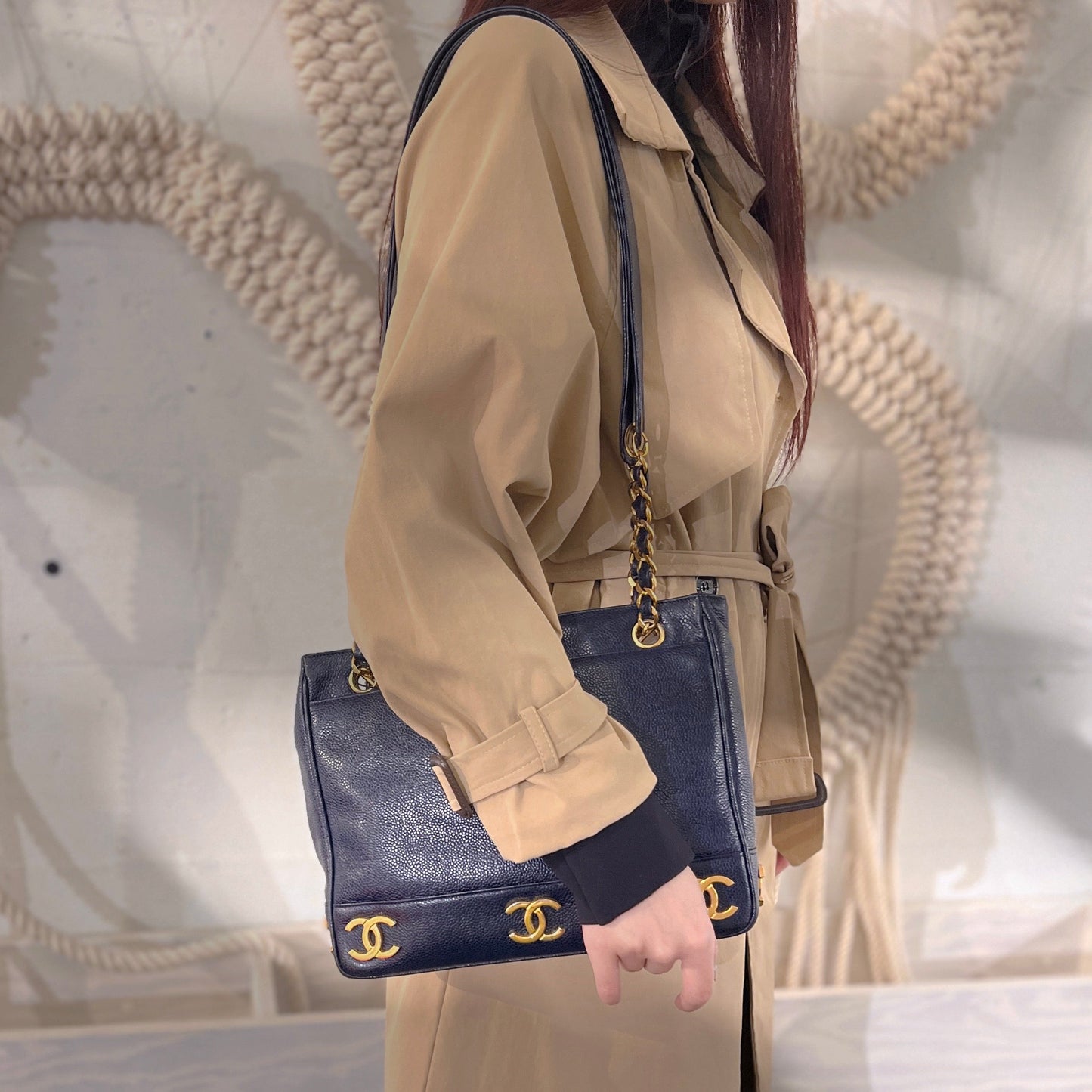 Chanel Caviar Leather Triple Shoulder Bag