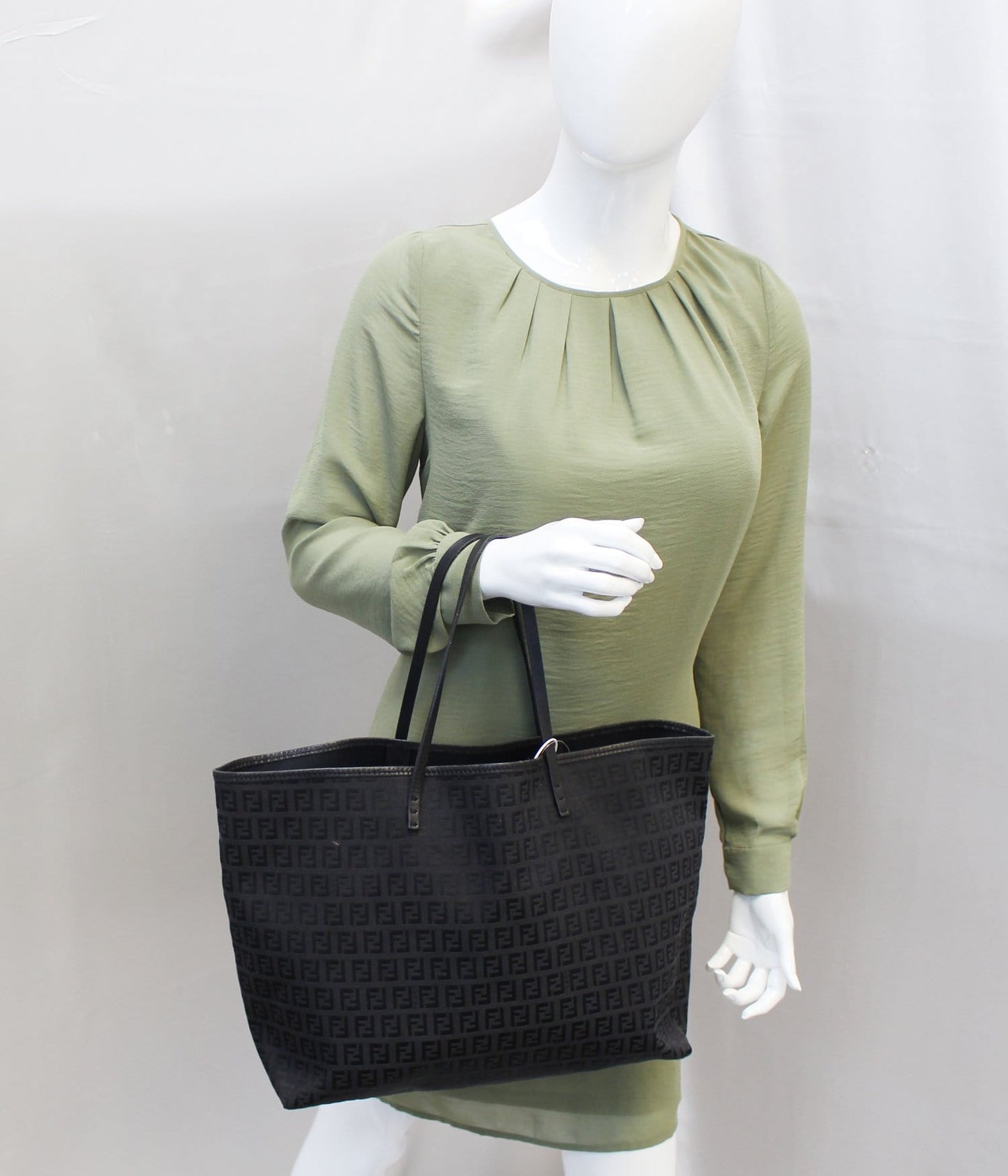 FENDI Monogram Zucca Pattern Tote Bag with Pouch