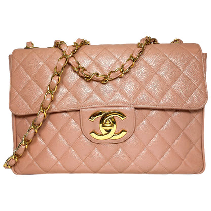 Chanel Flap Caviar Leather Gold Shoulder Bag 2