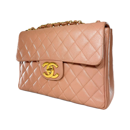 Chanel Flap Caviar Leather Gold Shoulder Bag 2