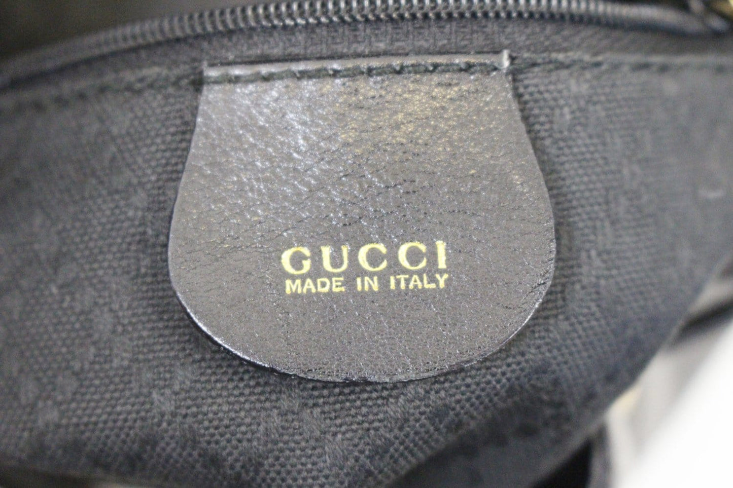 GUCCI Backpack Bamboo Black Leather Handbag