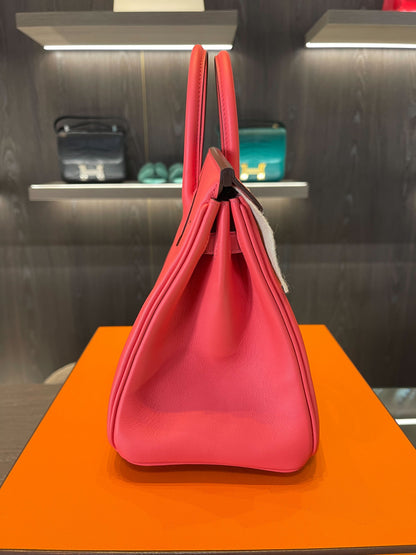 Hermes Birkin 25 Swift Rose Texas Palladium Hardware