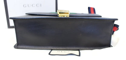 GUCCI Black Calfskin Leather Small Sylvie Shoulder Bag