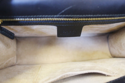 GUCCI Black Calfskin Leather Small Sylvie Shoulder Bag