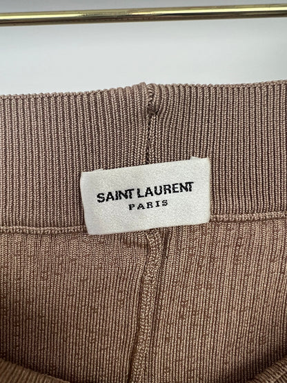 Saint Laurent Camel Ribbed Knit Cycling Shorts Size XS (UK 6)