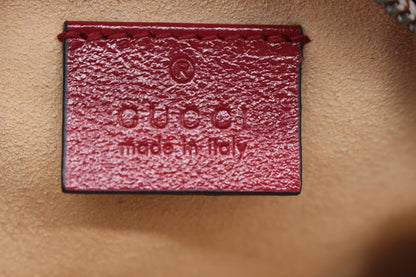 GUCCI GG Marmont Mini Round Leather Crossbody Bag Red 550154