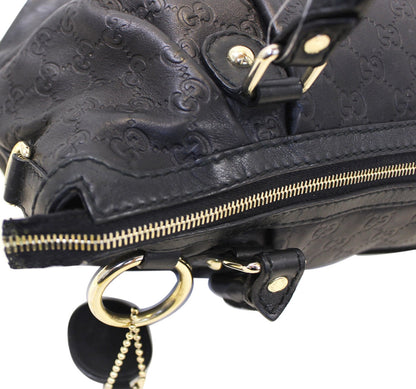 GUCCI Sukey Guccissima Top Handle Black Satchel Bag