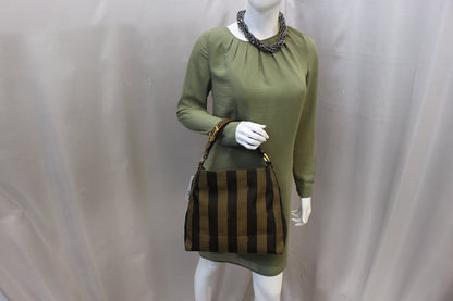 FENDI Pequin Tonal Stripe Hobo Bag