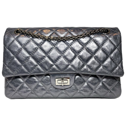 Chanel Flap Leather Gray Shoulder Bag