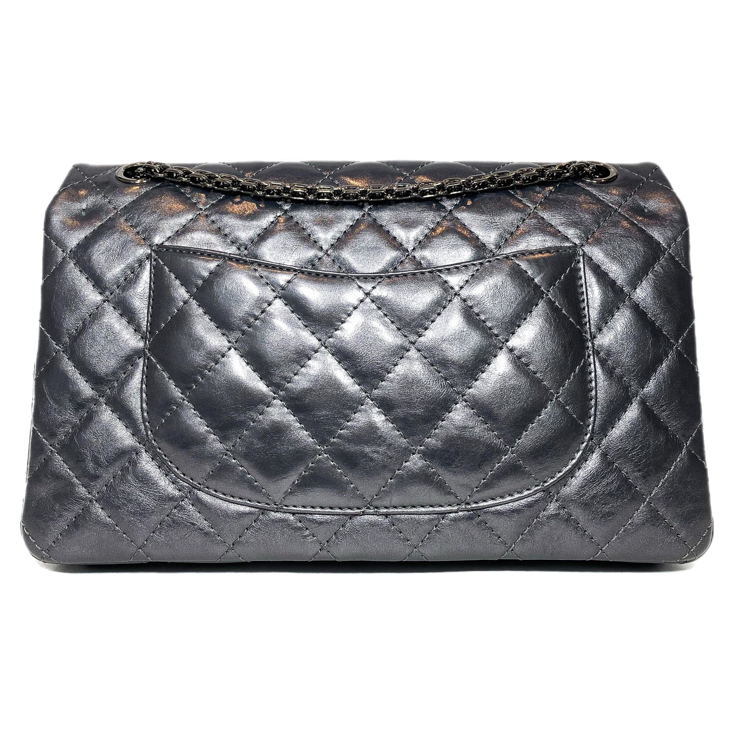 Chanel Flap Leather Gray Shoulder Bag