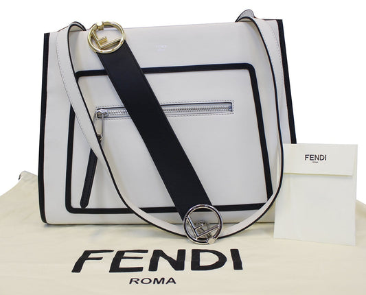 FENDI White Leather Runway Tote Bag