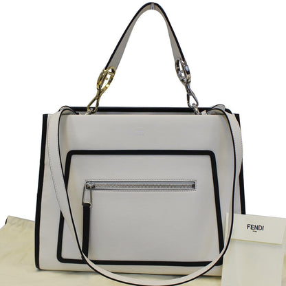 FENDI White Leather Runway Tote Bag