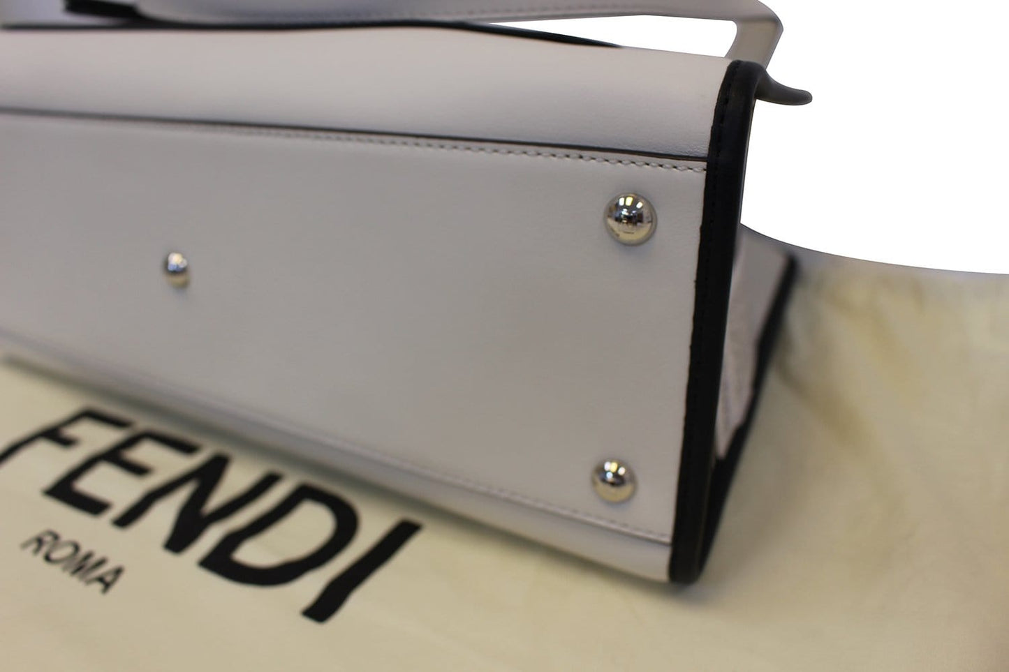 FENDI White Leather Runway Tote Bag