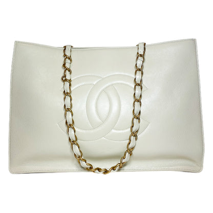 Chanel Leather Gold Elegant Tote Bag