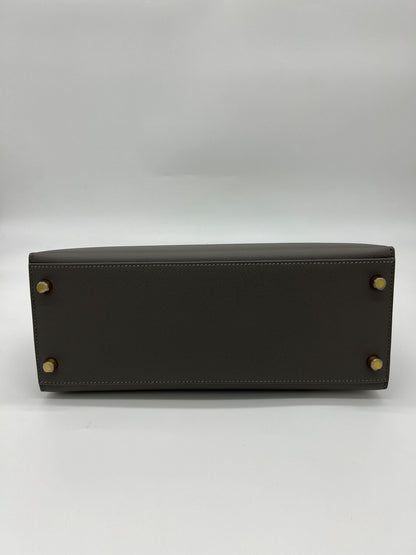Hermes Kelly 28 Sellier Gris Meyer Epsom Leather