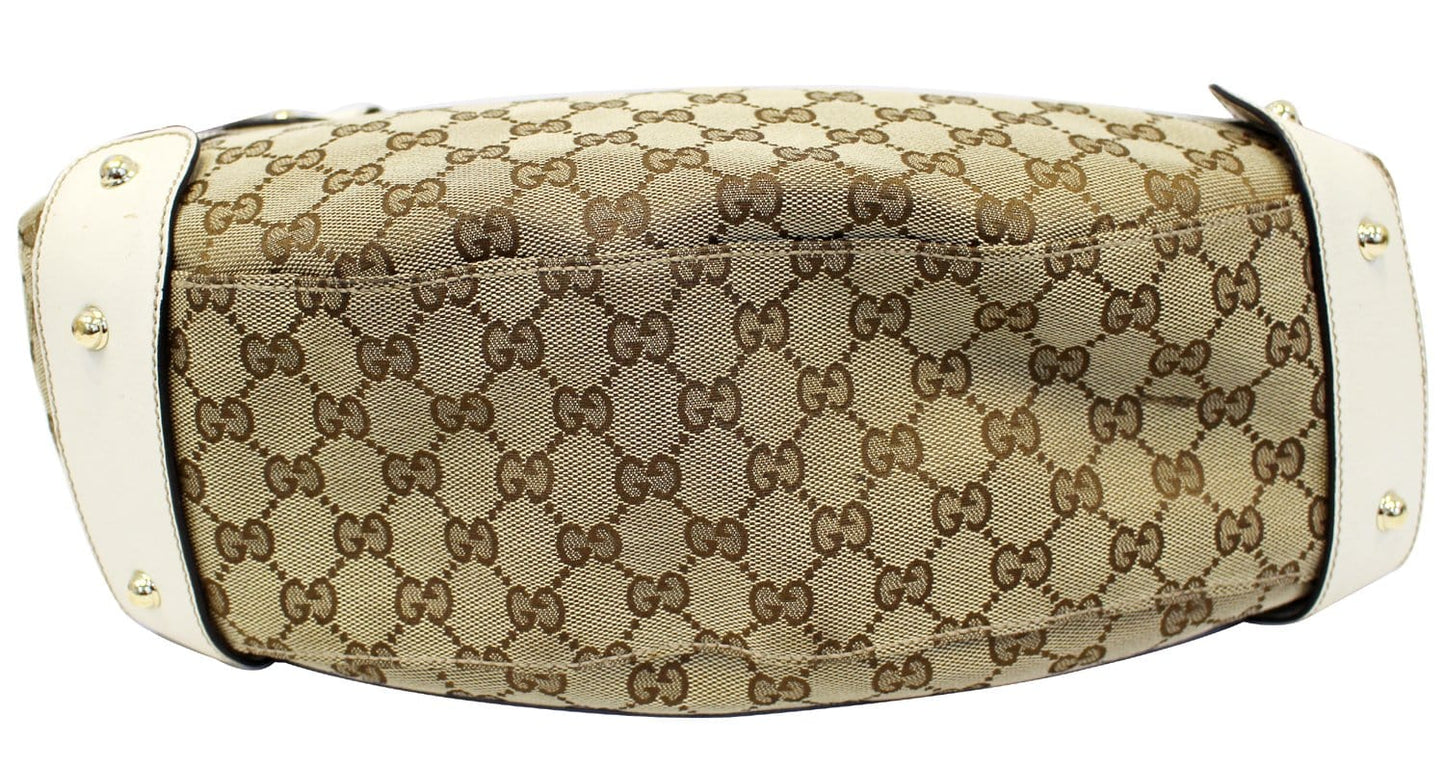 GUCCI Beige White GG Canvas Pelham Medium Shoulder Bag