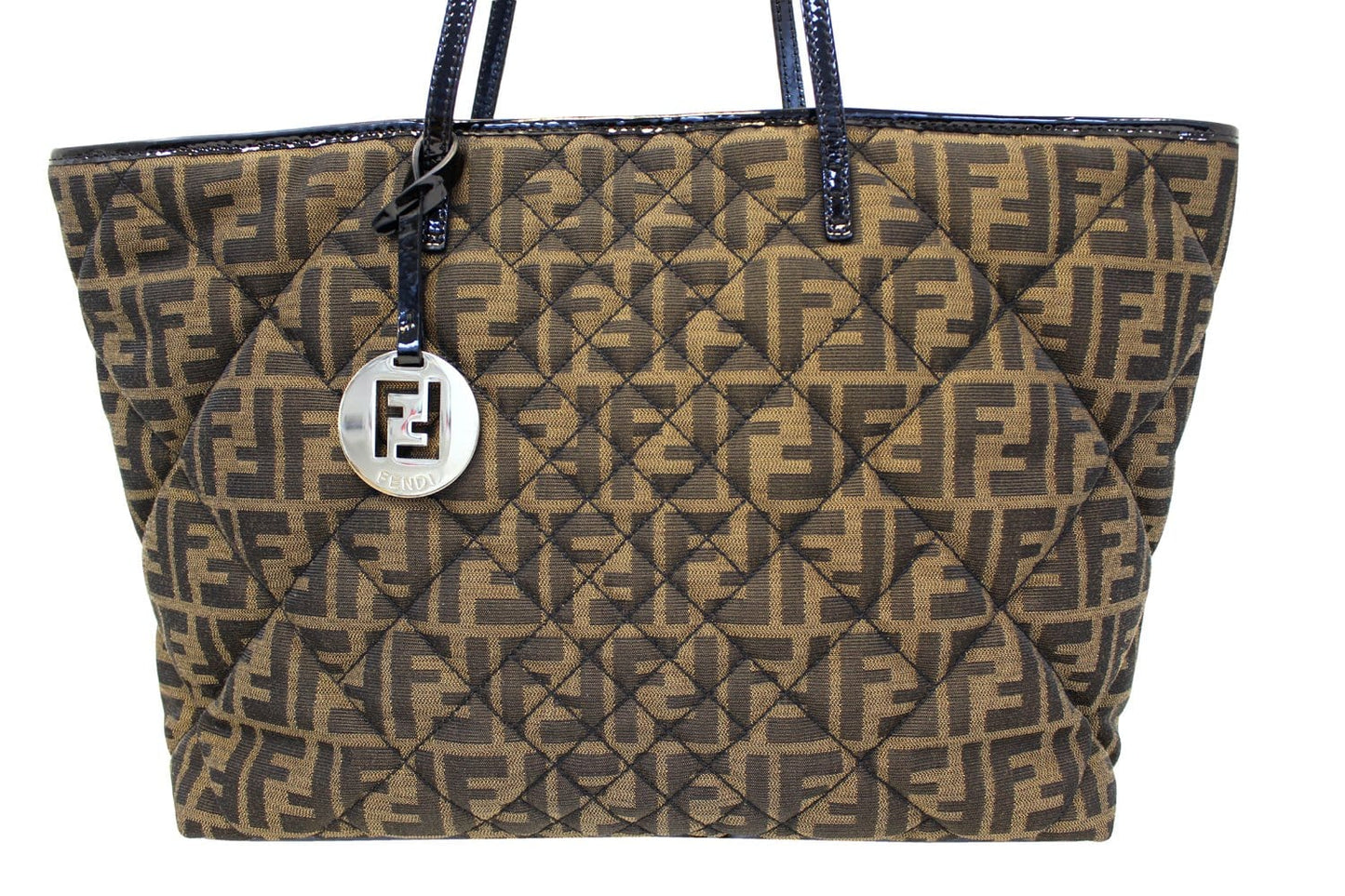 FENDI Tobacco Zucca Quilted Roll Tote Bag Black