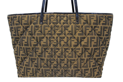 FENDI Tobacco Zucca Quilted Roll Tote Bag Black