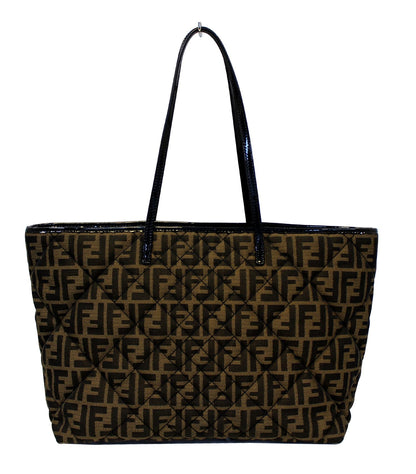 FENDI Tobacco Zucca Quilted Roll Tote Bag Black