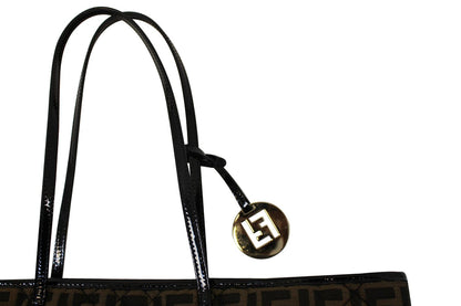 FENDI Tobacco Zucca Quilted Roll Tote Bag Black