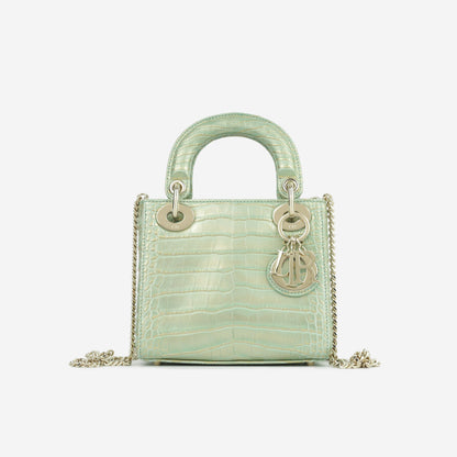 Christian Dior Mini Lady Dior - Green/Gold Crocodile