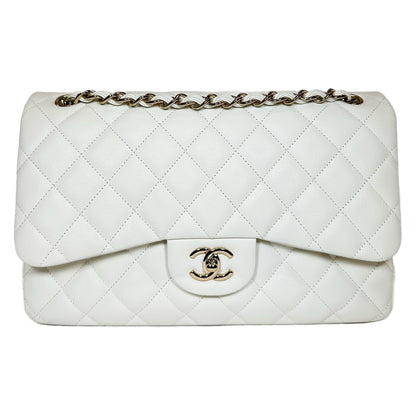 Chanel Flap Caviar Leather White Shoulder Bag