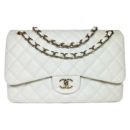 Chanel Flap Caviar Leather White Shoulder Bag