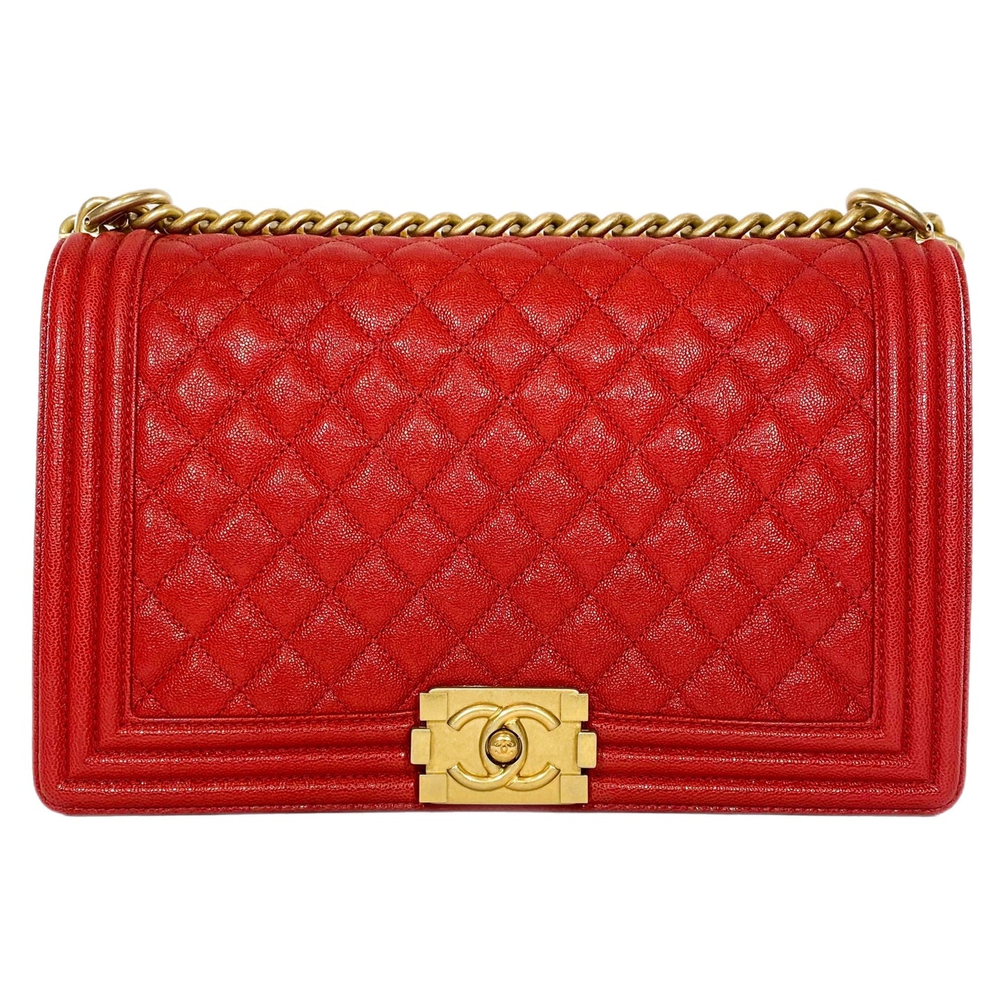 Chanel Red Caviar New Medium Boy Bag