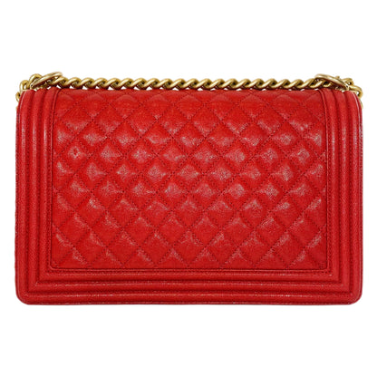 Chanel Red Caviar New Medium Boy Bag