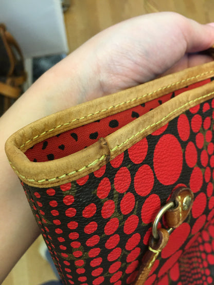 LOUIS VUITTON Limited Edition Rouge Yayoi Kusama Monogram Waves Neverfull MM Bag