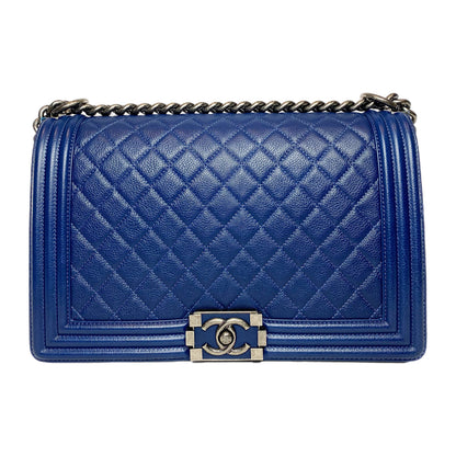 Chanel Flap Caviar Leather Navy Shoulder Bag