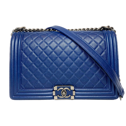Chanel Flap Caviar Leather Navy Shoulder Bag