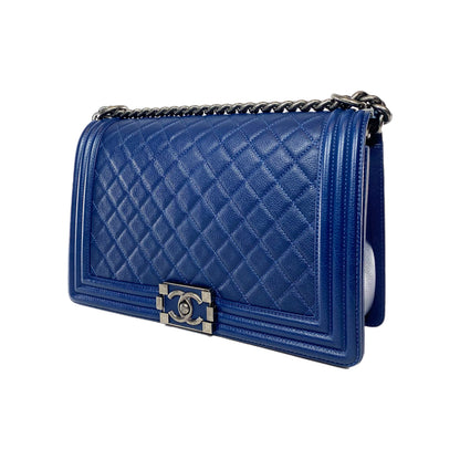 Chanel Flap Caviar Leather Navy Shoulder Bag