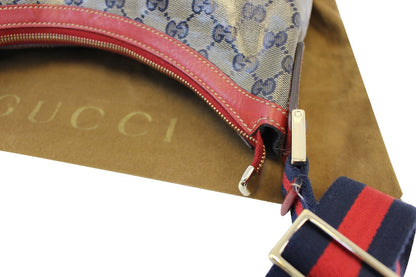 GUCCI 181092 GG Canvas Red Navy Blue Messenger Bag