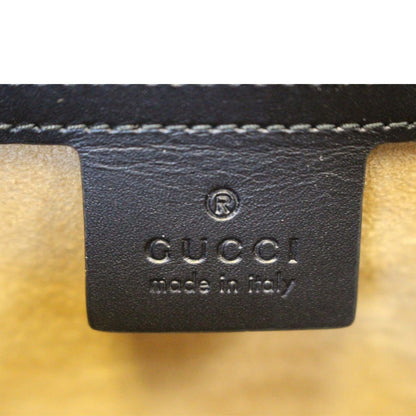 GUCCI Sylvie Animal Studs Calfskin Medium Top Handle Bag Black