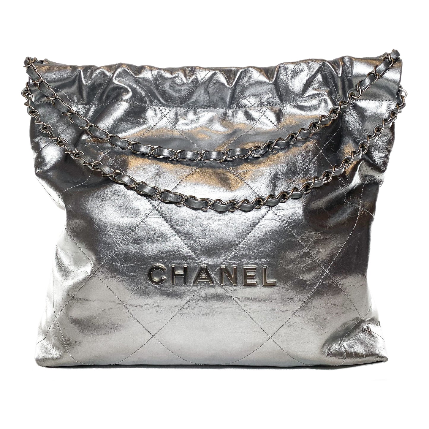 Chanel Leather Gray Elegant Clutch