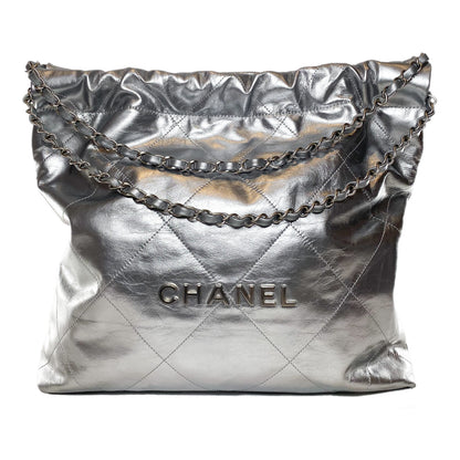 Chanel Leather Gray Elegant Clutch