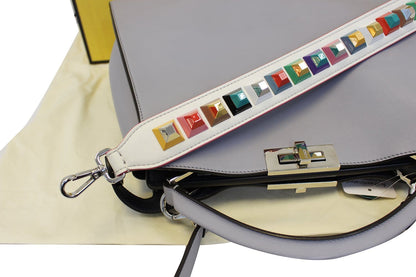 FENDI Peekaboo Essential Slate and Dark Blue Leather Shoulder Handbag