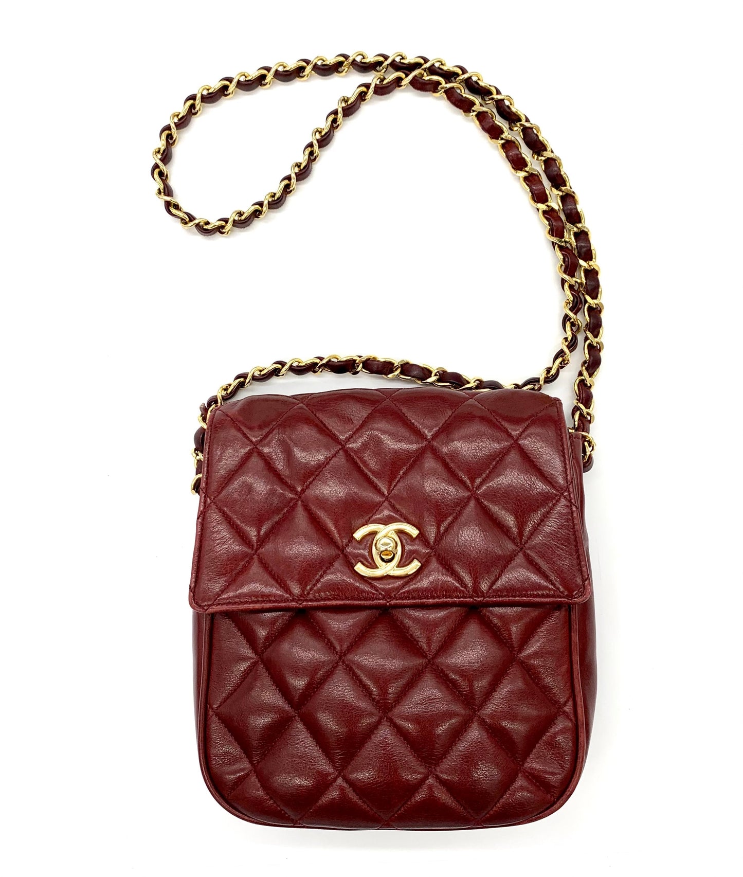 Chanel Flap Leather Gold Crossbody Bag