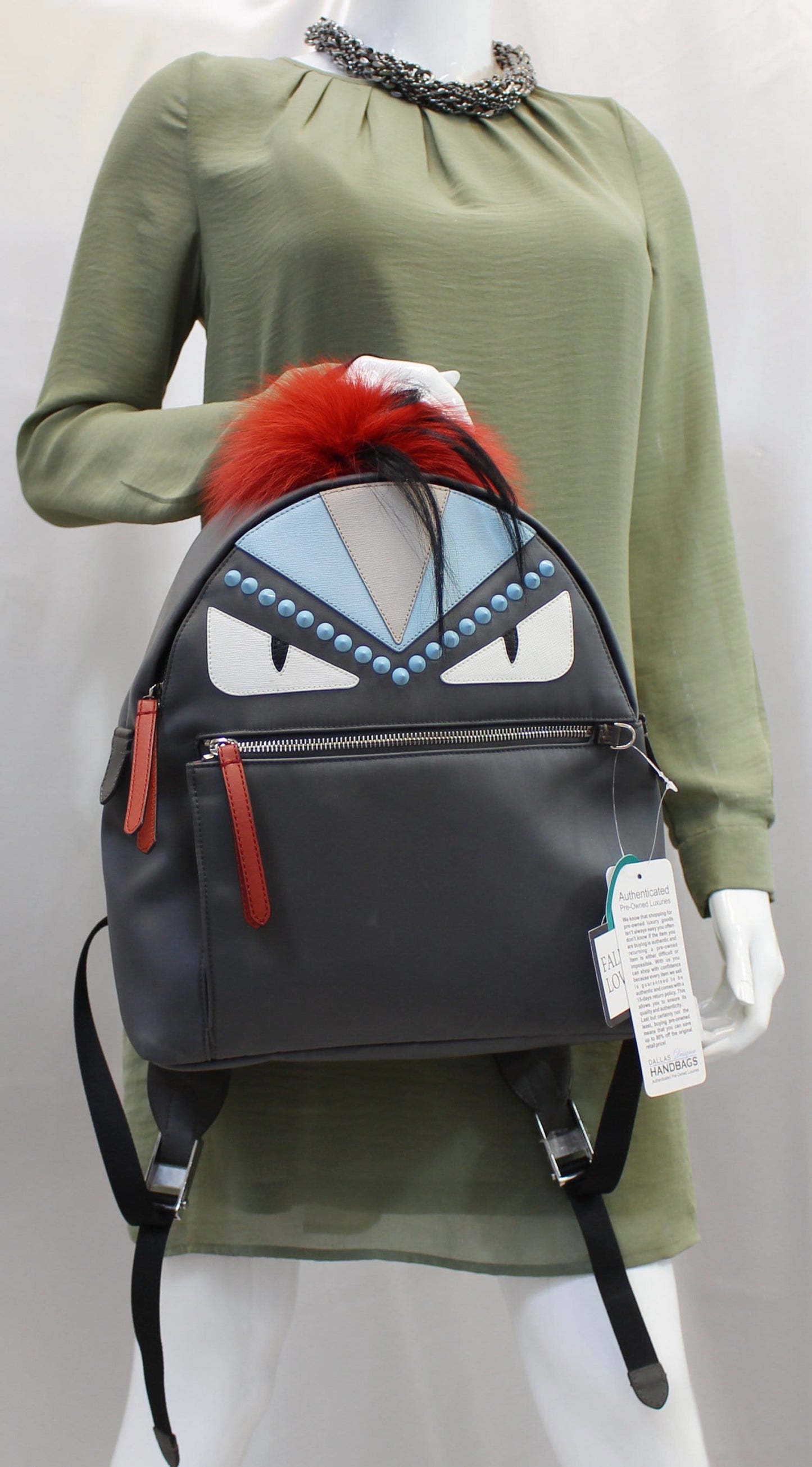Fendi Monster Eyes Grey Backpack Bag