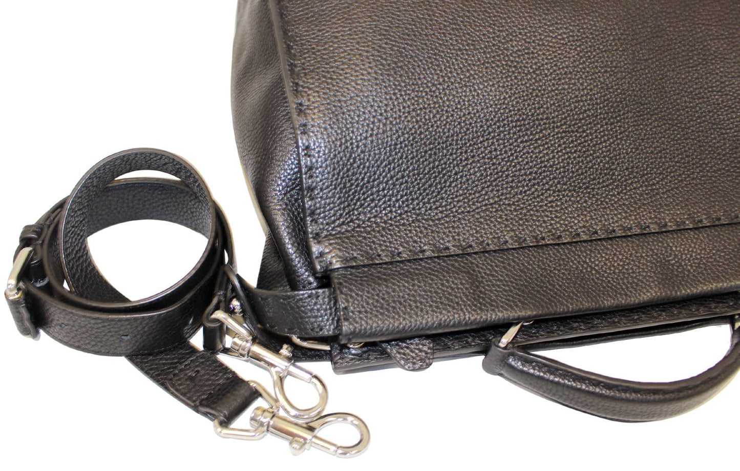 Fendi Black Leather Selleria Peekaboo Monster Shoulder Handbag