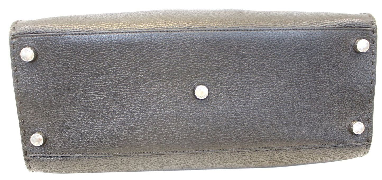 Fendi Black Leather Selleria Peekaboo Monster Shoulder Handbag