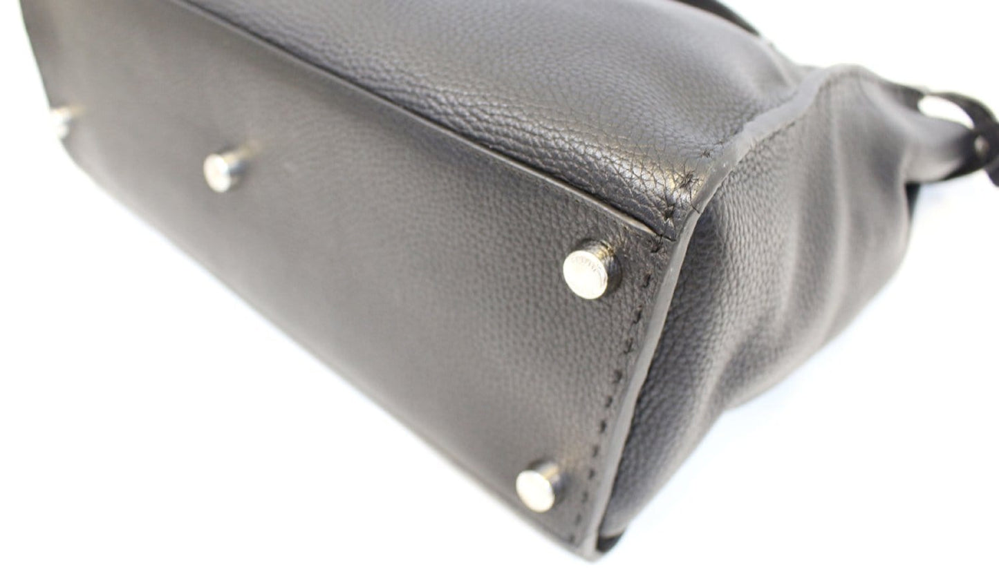 Fendi Black Leather Selleria Peekaboo Monster Shoulder Handbag