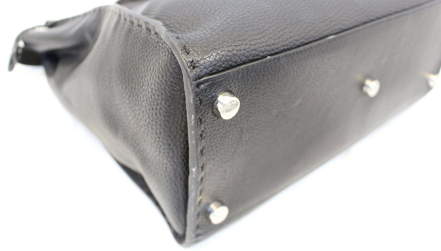 Fendi Black Leather Selleria Peekaboo Monster Shoulder Handbag