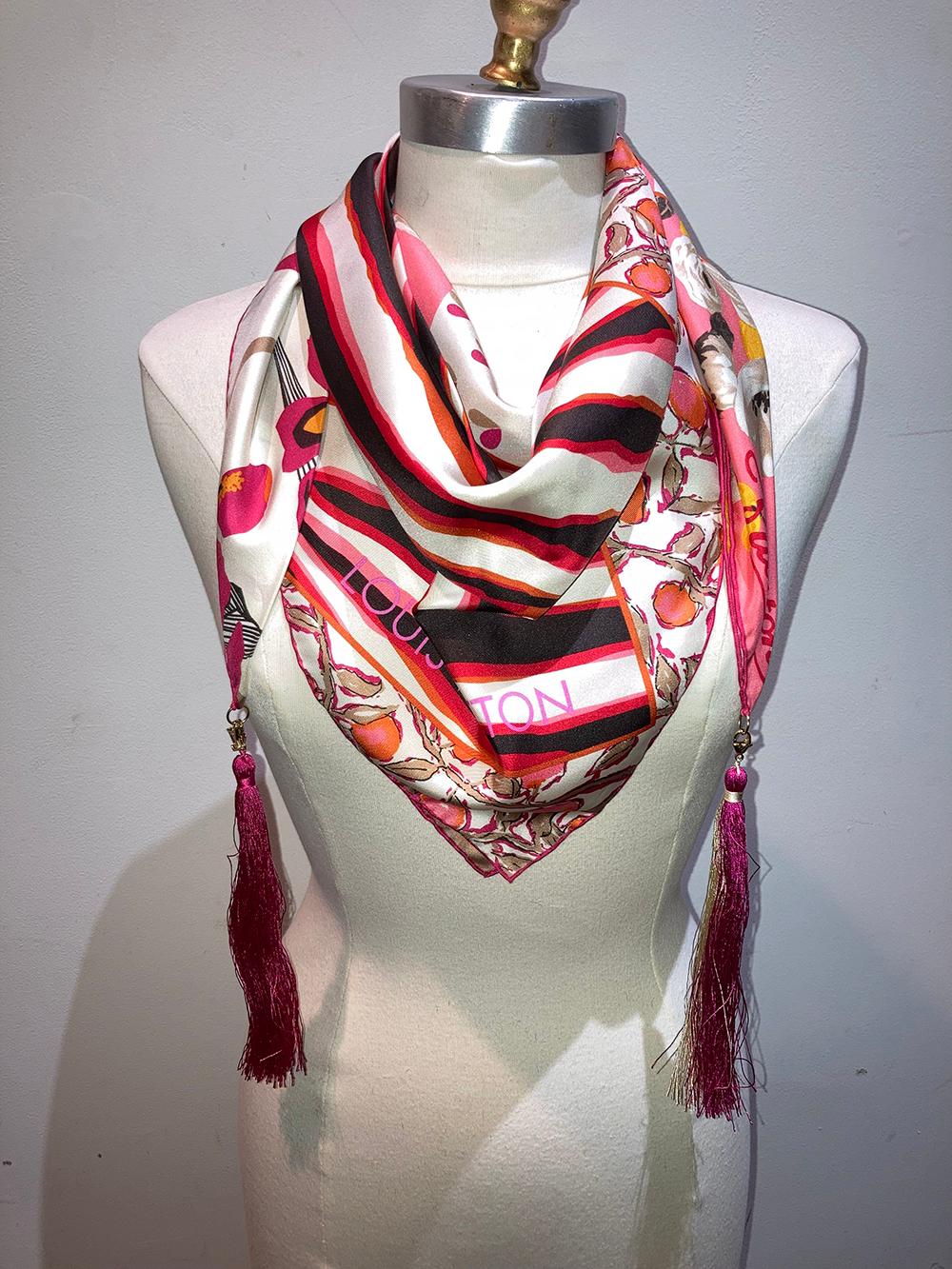 LOUIS VUITTON Limited Edition Tassel Silk Scarf