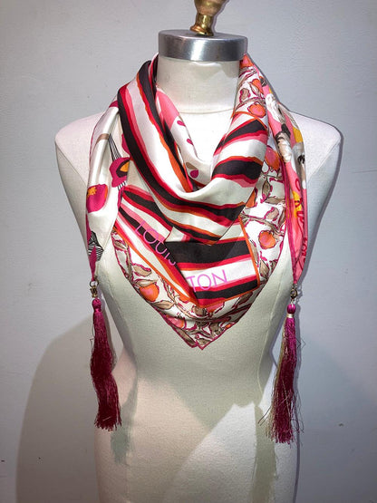 LOUIS VUITTON Limited Edition Tassel Silk Scarf