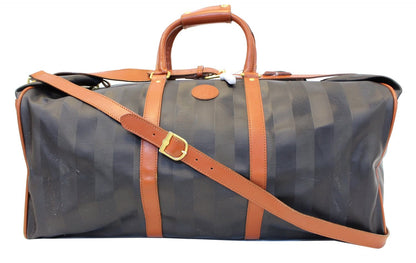FENDI Black Stripes Boston Travel Bag