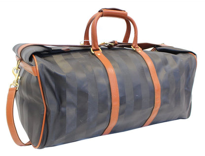 FENDI Black Stripes Boston Travel Bag