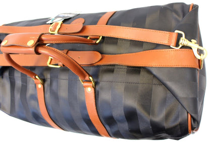 FENDI Black Stripes Boston Travel Bag